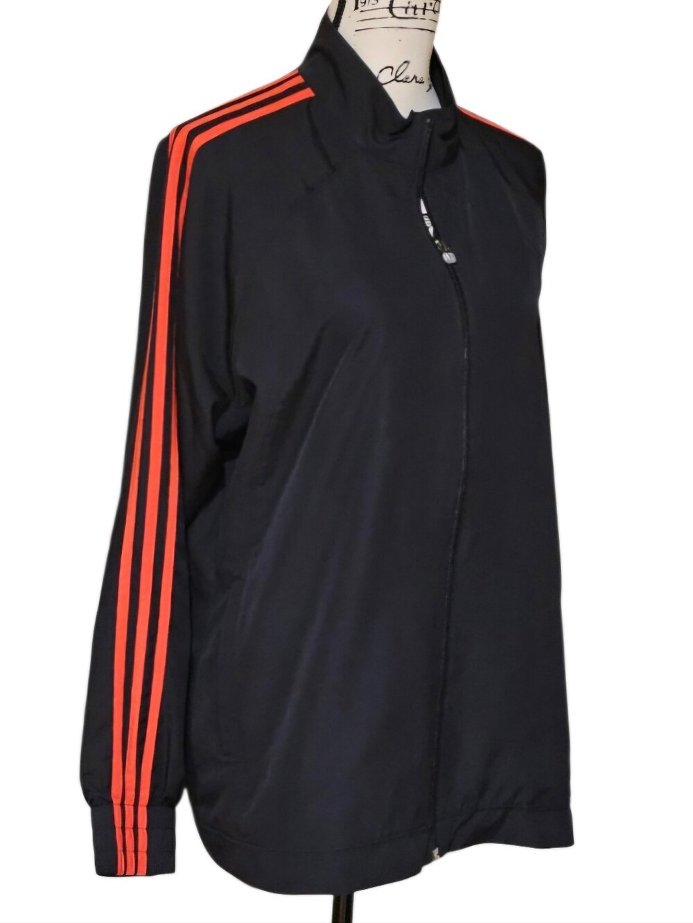 Adidas Vintage Black Jacket with Dark Coral Stripes - Picture 6 of 9